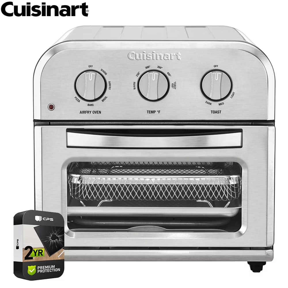 Cuisinart TOA-26 Compact AirFryer/Convection Toaster Oven Stainless Steel Bundle with 2 YR CPS Enhanced Protection Pack