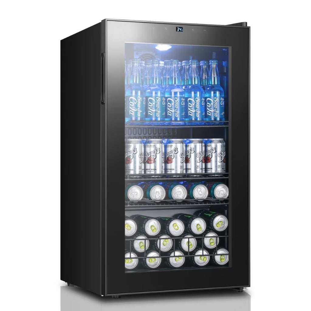Yeego Beverage Cooler Refrigerator, Freestanding Beverage Fridge with Glass Door,102 Cans