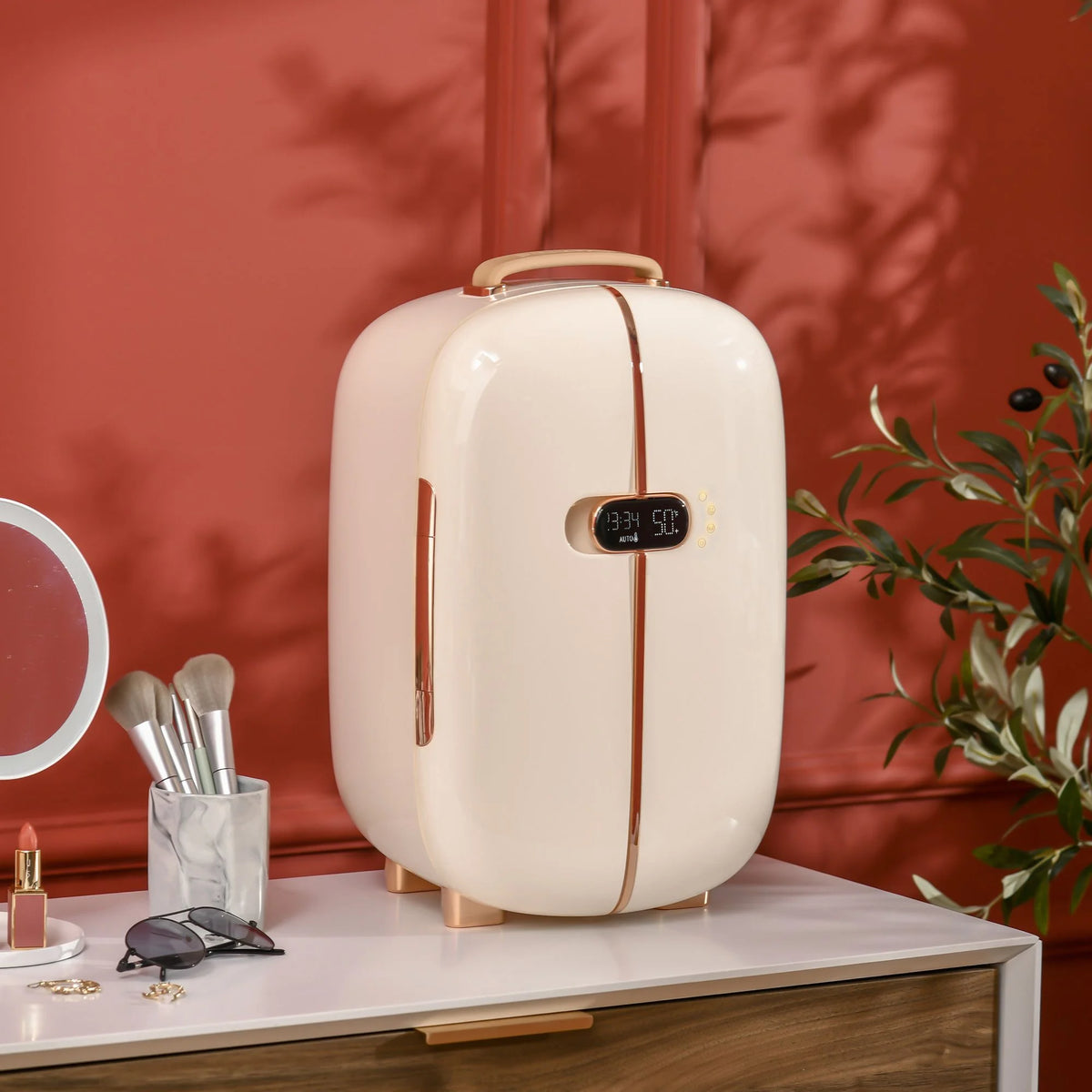 HOMCOM 0.4 Cu. Ft Portable Beauty Fridge with LED Lighting for Makeup