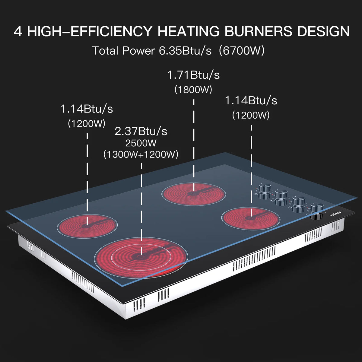 IsEasy 30" Electric Stove in Ceramic with 4 burners