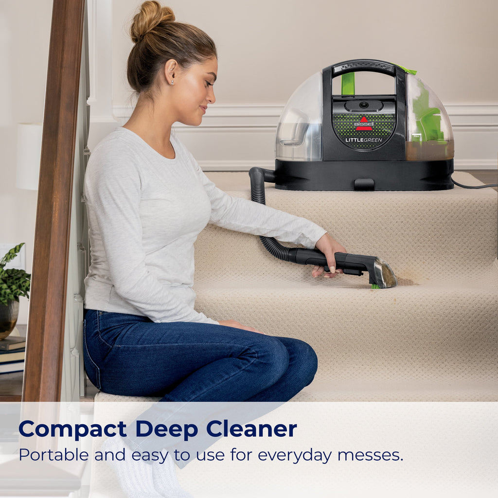 BISSELL Little Green Portable Deep Cleaner, for Carpet, Upholstery, and Auto, Lightweight, Strong Suction, Large Tank Capacity, 3369, Green