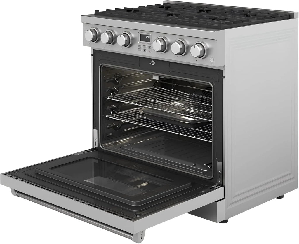 36 In. 6.0 Cu. Ft. Gas Freestanding Range with 6 Sealed Burners Gas Cooktop, Cast Iron Grates and Primary Convection Oven In Stainless Steel