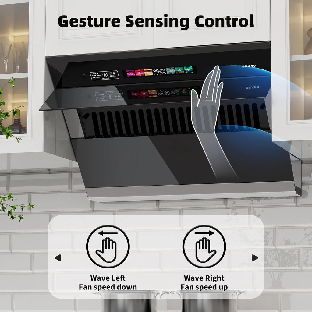 Range Hood 30 inch with 900CFM, Voice/Gesture Sensing/Touch Control Panel, Unique Side-Draft Design for Under Cabinet Modern Kitchen Hood, Ducted/Ductless Convertible