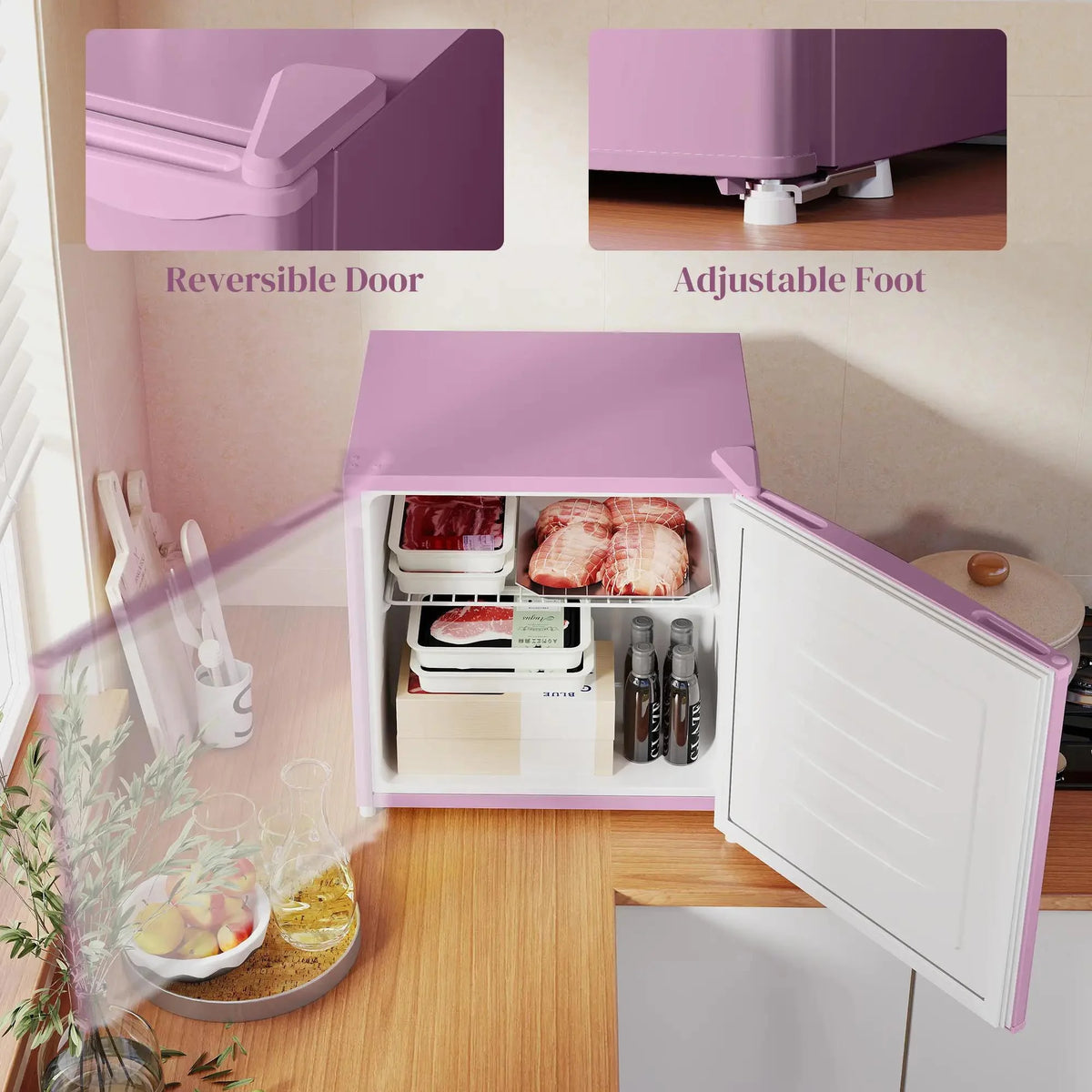 Resenkos 1.1 Cu.Ft Countertop Mini Freezer, Compact Upright Freezer with Removable Shelves, Red