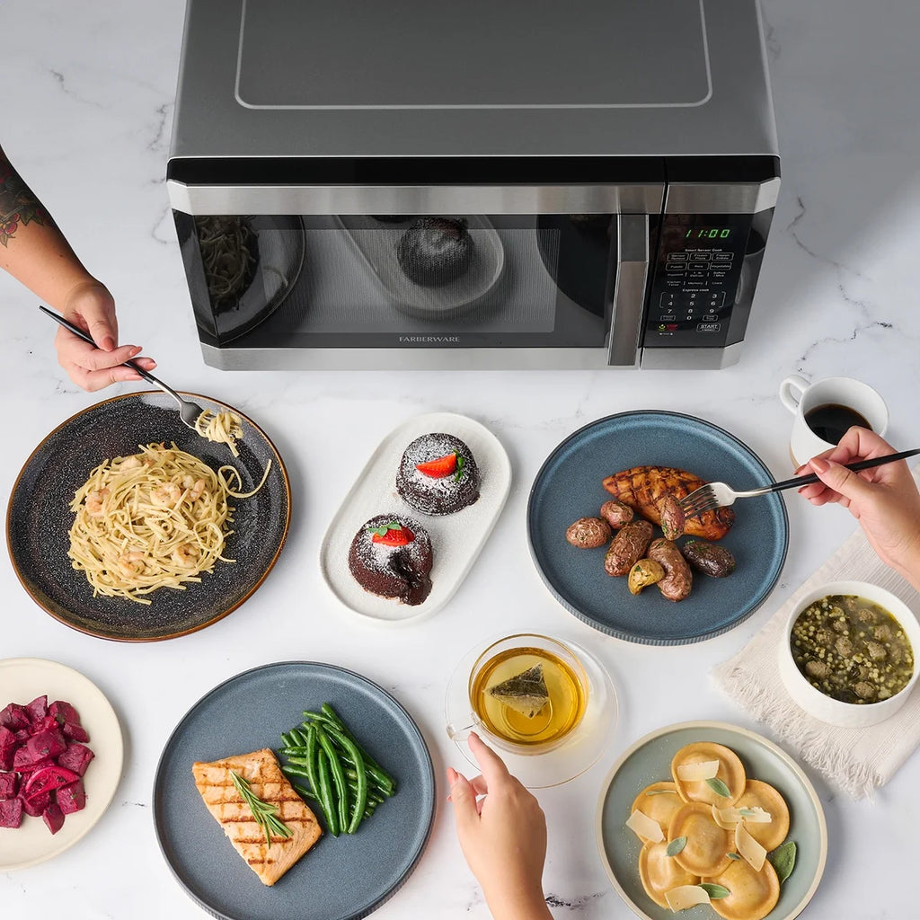 Farberware Smart Sensor Countertop Microwave Oven with LED Lighting & Child Lock, 1.3 Cu Ft