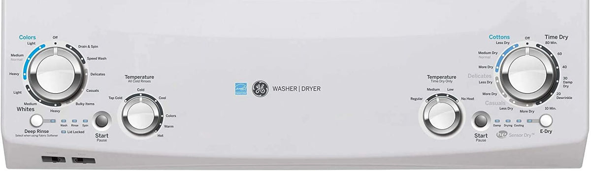 GE Unitized Spacemaker(R) ENERGY STAR(R) 3.9 cu. ft. Capacity Washer with Stainless Steel Basket and 5.9 Electric Dryer - GUD27EESNWW