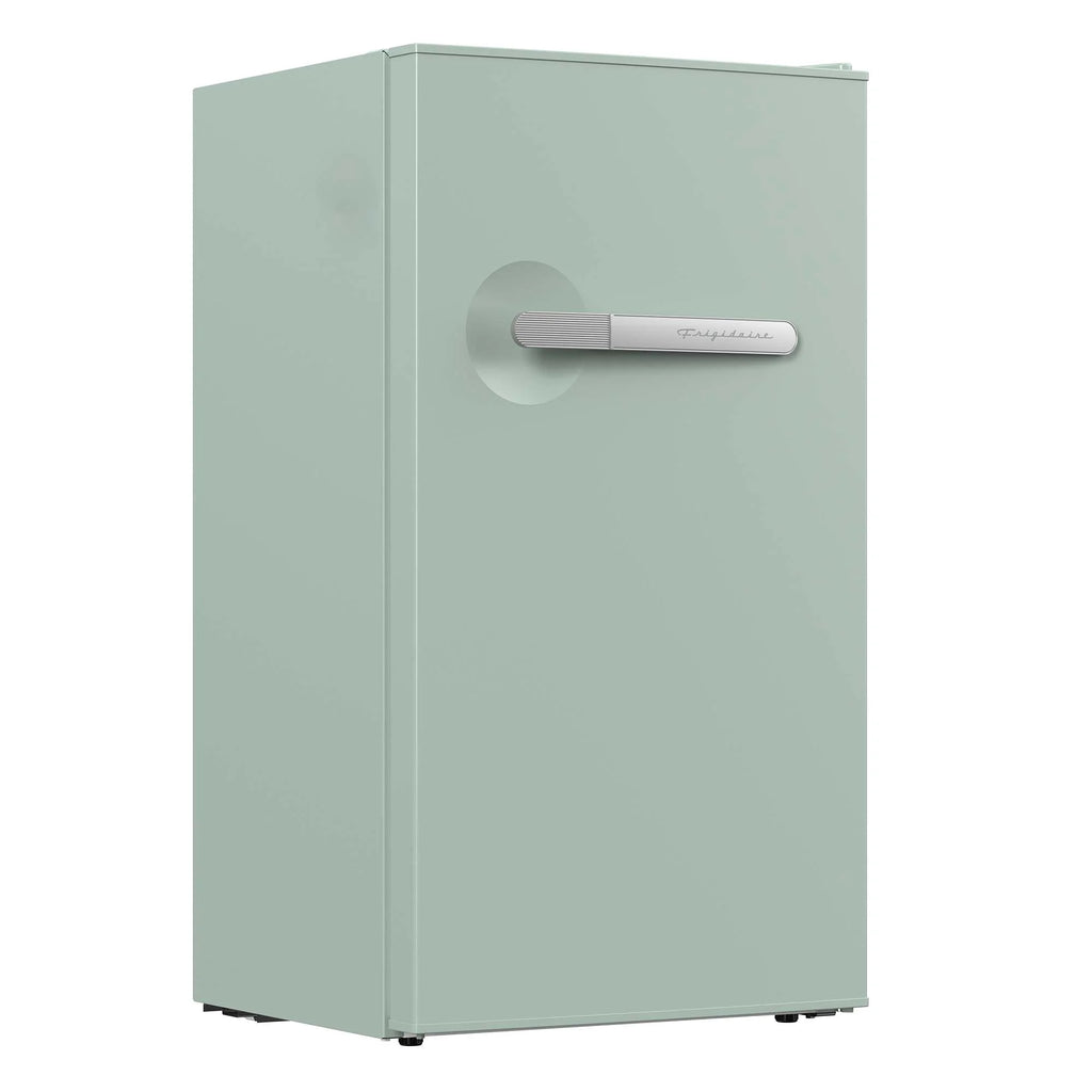 Frigidaire 3.1 cu. ft. retro compact fridge built-in side bottle opener W: 18.9" x L: 17.95" X H: 33.27" (Sage)