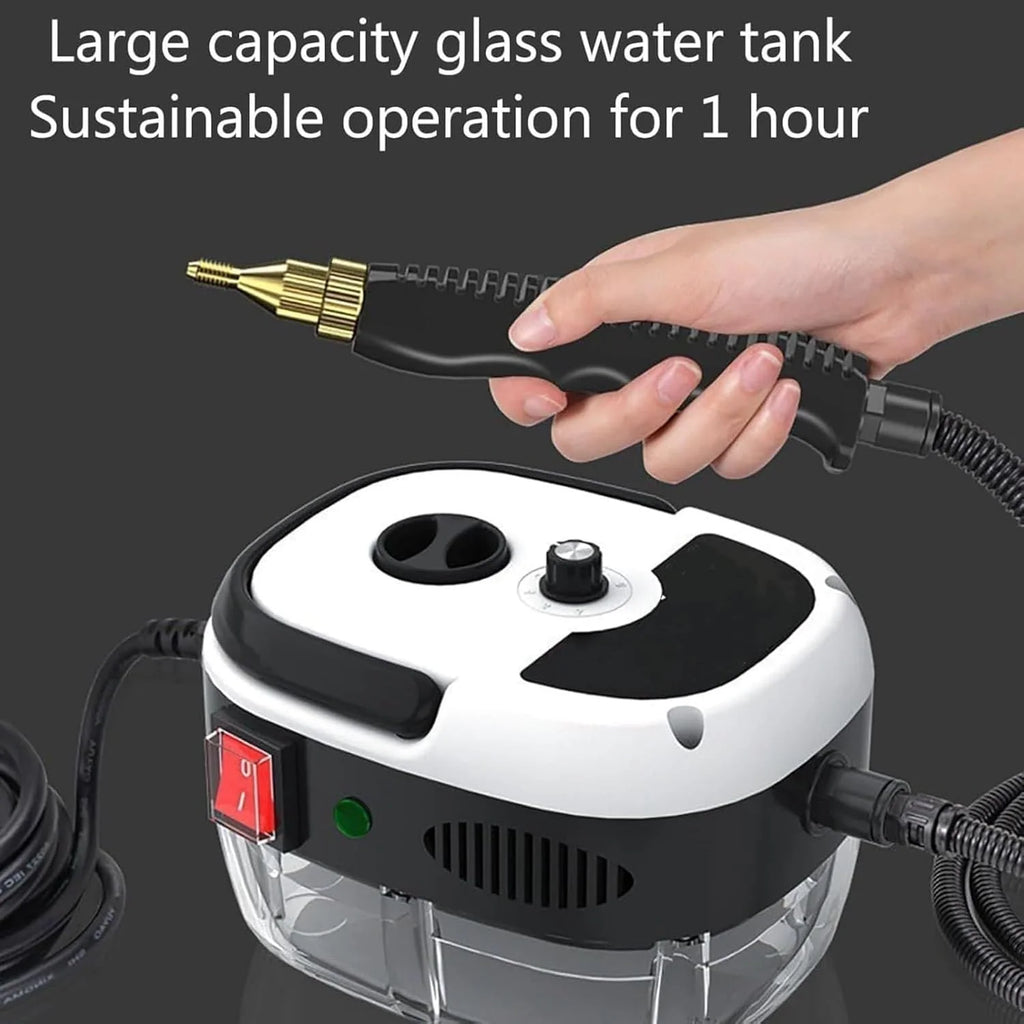 Versora Pro Car Steam Cleaner 2500w High-Temp Portable Machine, 6 Speeds Adjustable, With 3 Different Brush Heads, 1l Large Water Tank, For Home, Auto Detailing (Blue)