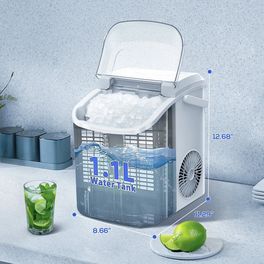 Electactic Nugget Ice Maker Countertop, 35lbs/24H, Self-Cleaning, Pebble Portable Ice Machine with Handle (White)