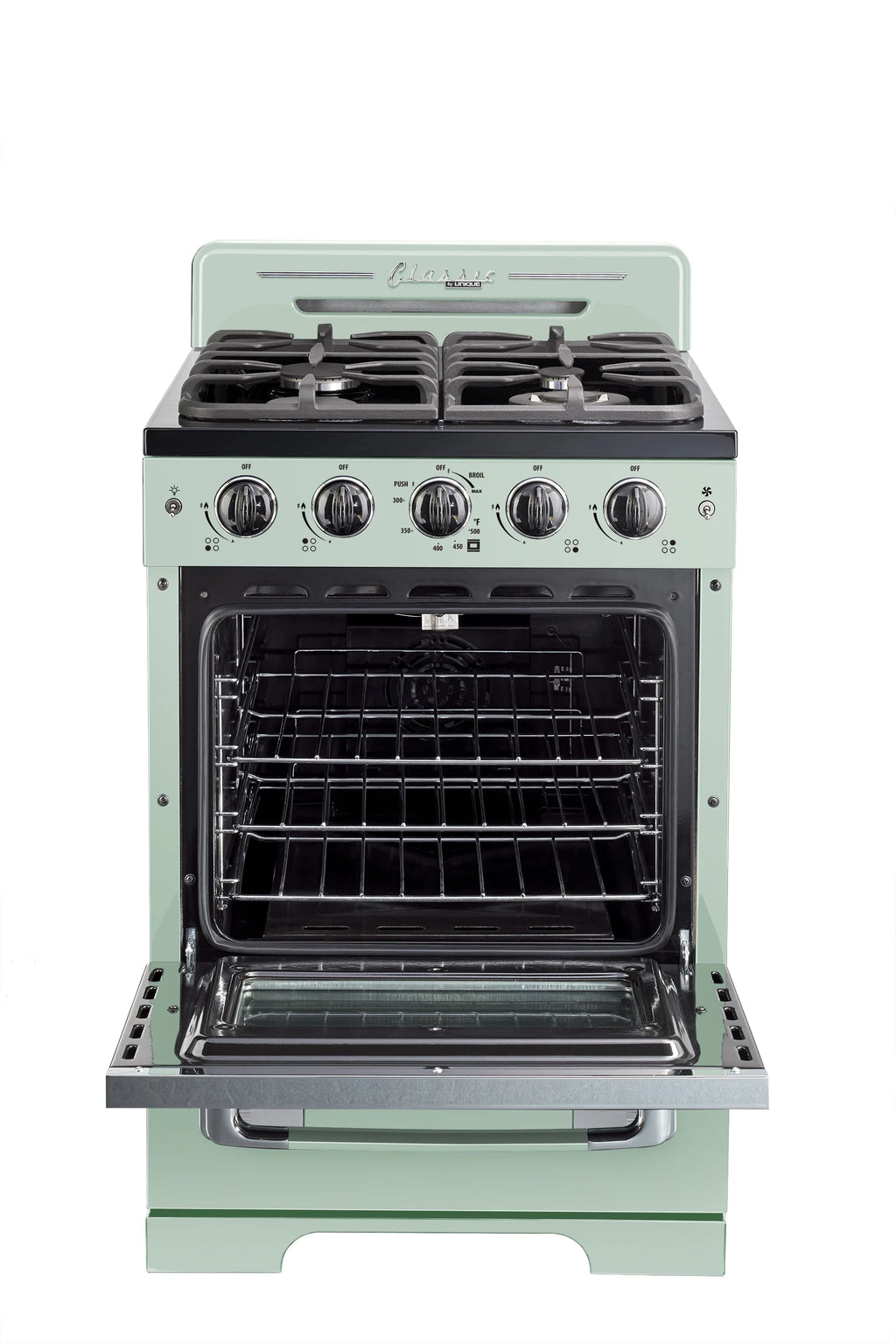 Unique Classic Retro 24" 2.9 cu/ft Freestanding Gas Range with Convection Oven and Sealed Burners