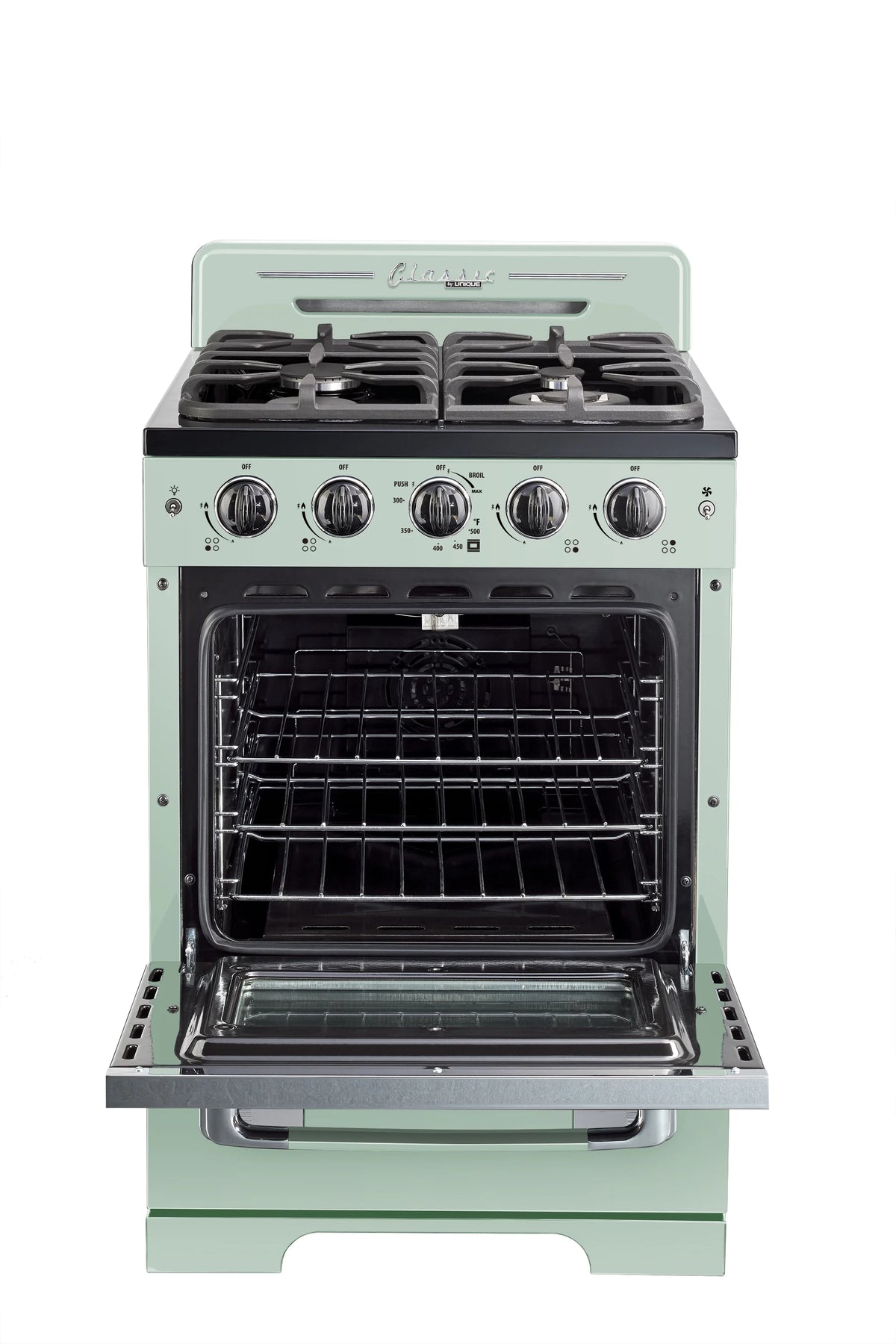 Unique Classic Retro 24" 2.9 cu/ft Freestanding Gas Range with Convection Oven and Sealed Burners