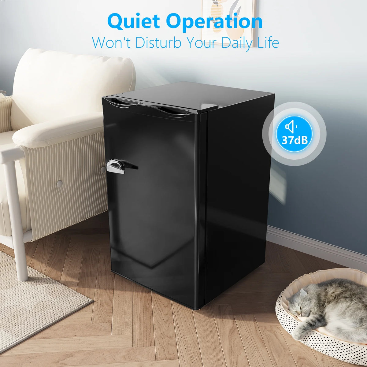 KNDKO Upright Freezer, 3.0Cu.ft Mini Freezer with Adjustable Thermostat & Removable Shelves, Stand Up Freezer for Home/Office, Black