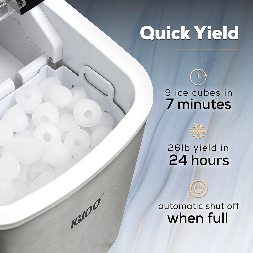 Igloo Handled Automatic Ice Machine Self Cleaning Countertop Ice Maker with Scoop, Aqua