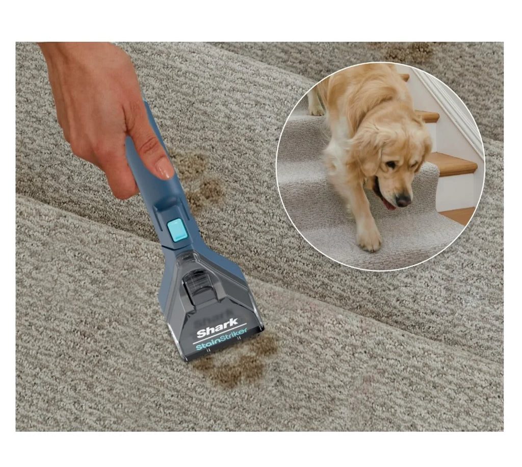 Restored Shark CarpetXpert with StainStriker, Upright Carpet & Upholstery Cleaner, Built-in Spot & Stain Eliminator, Deep Cleaning & Tough Stain Removal, Carpet Shampooer, Navy, EX200 (Refurbished)