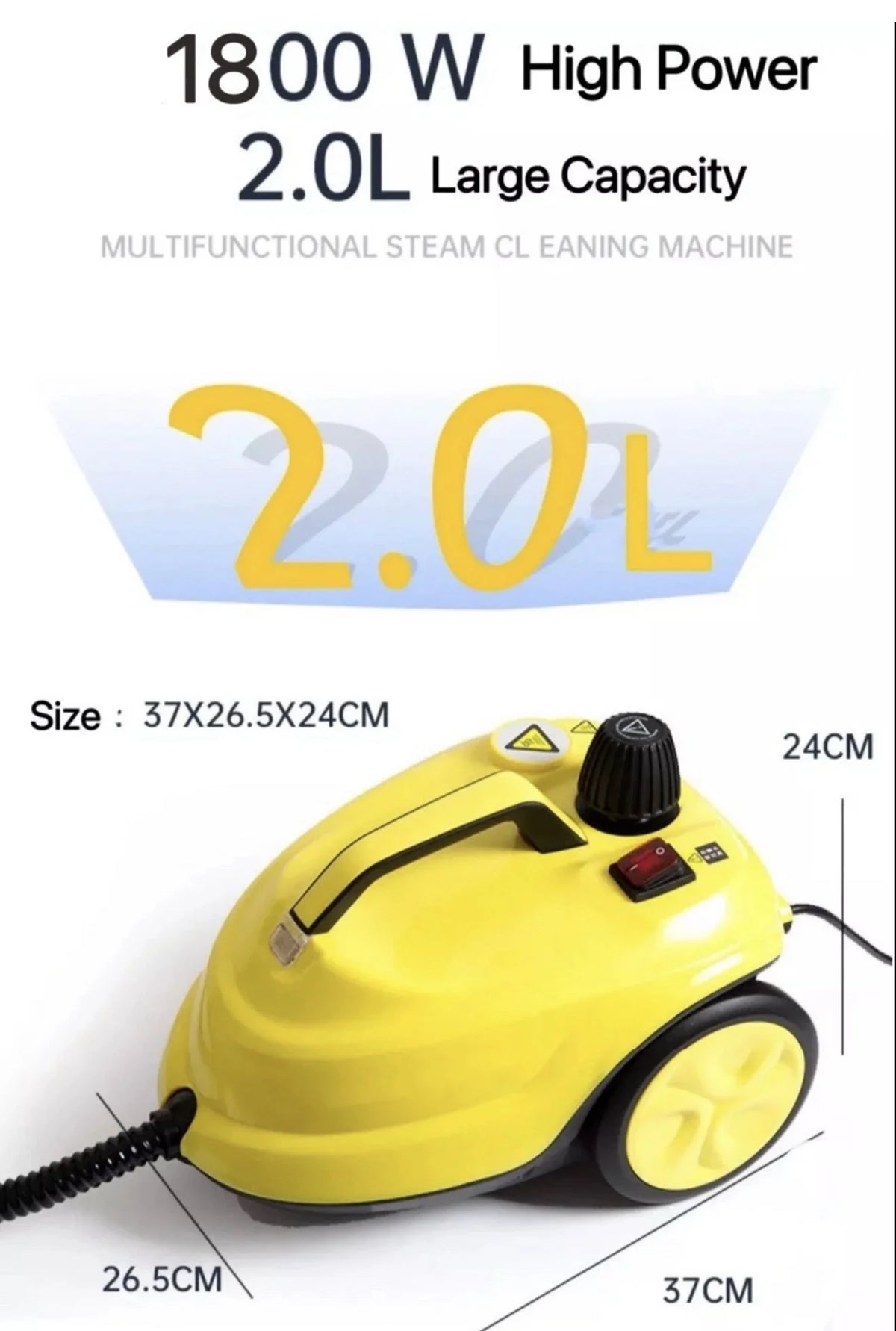 Steam Cleaner, 2-Quart Canister Steamer with 18 Accessories for Floor, Grout, Upholstery, Car Detailing, Kitchen Degreasing & High-Temp Sanitizing