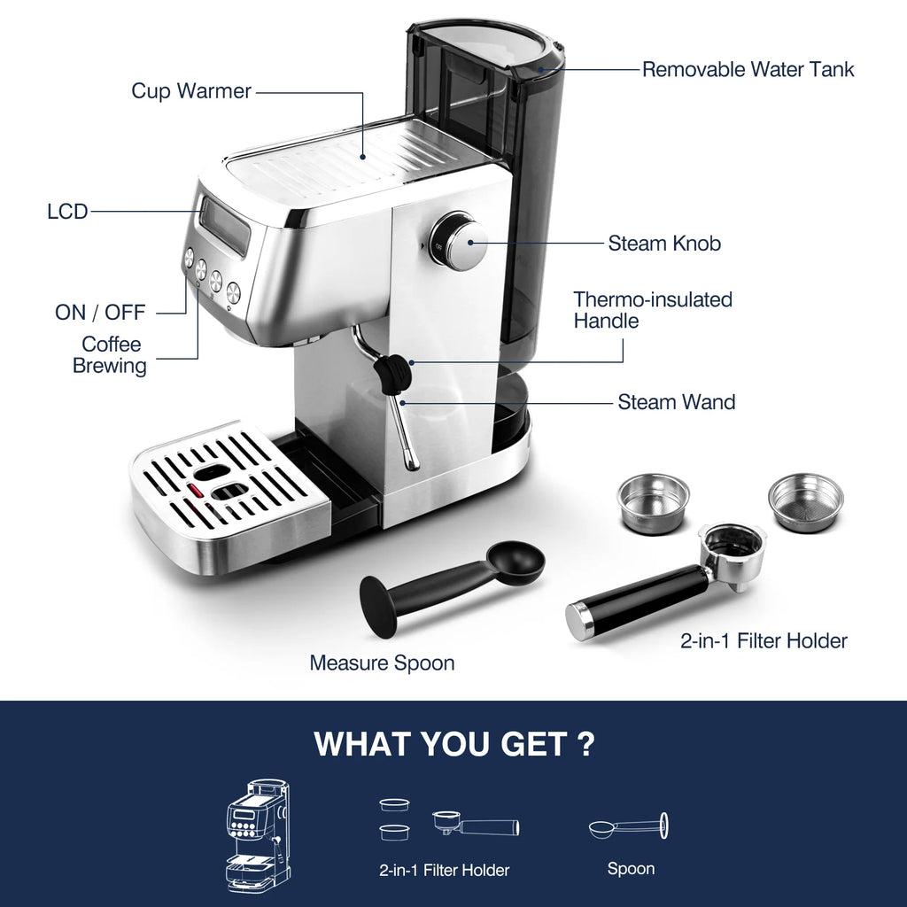 Sunmaki Espresso Machine High Pressure Professional Coffee Cappuccino for Espresso,Latte,Macchiato Maker