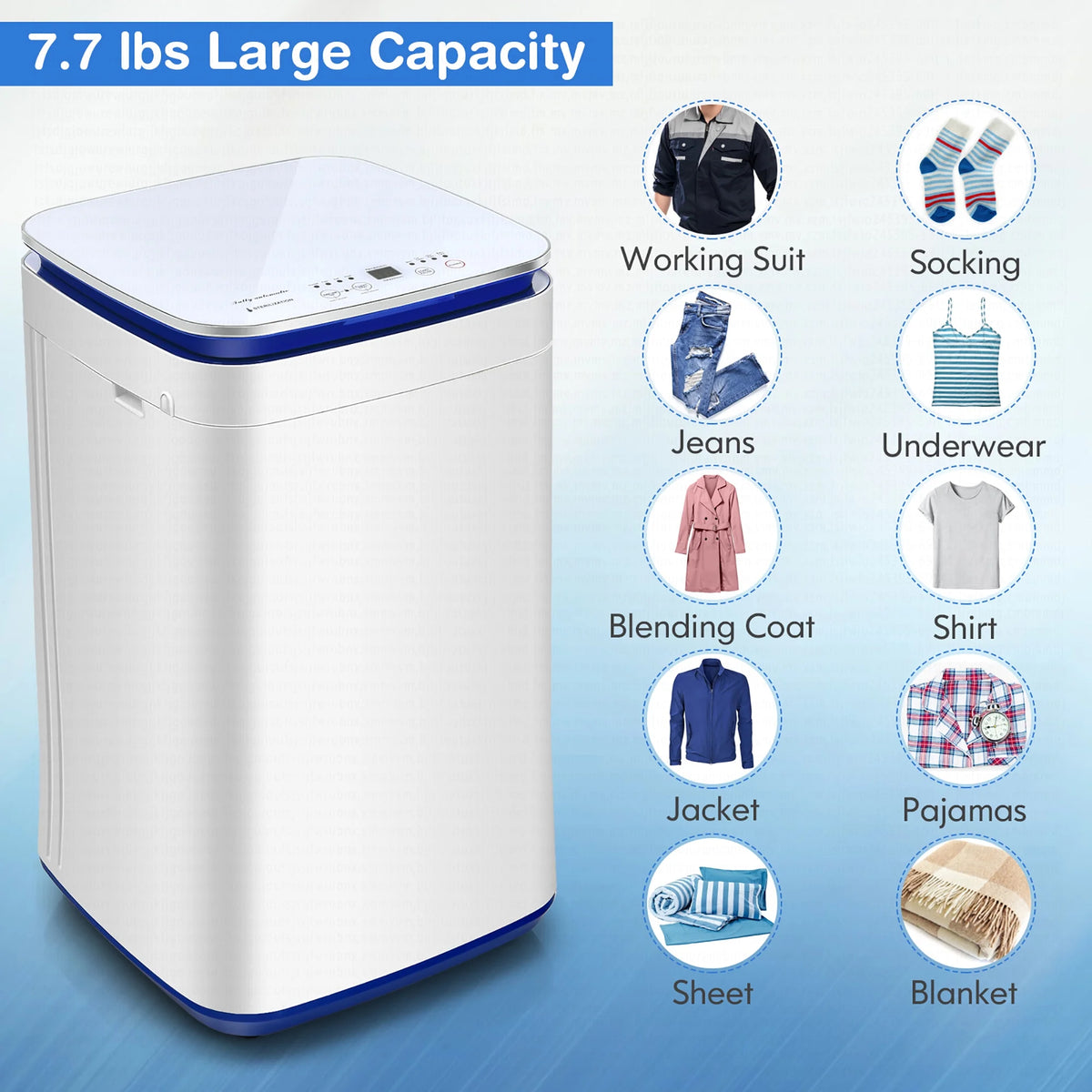 Costway 7.7 lbs Compact Full Automatic Washing Machine W/Heating Function Pump