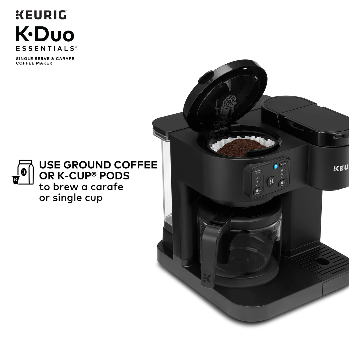 Keurig K-Duo Essentials, Hot & Iced Single-Serve K-Cup Pod Coffee Maker & Carafe,  Moonlight Grey