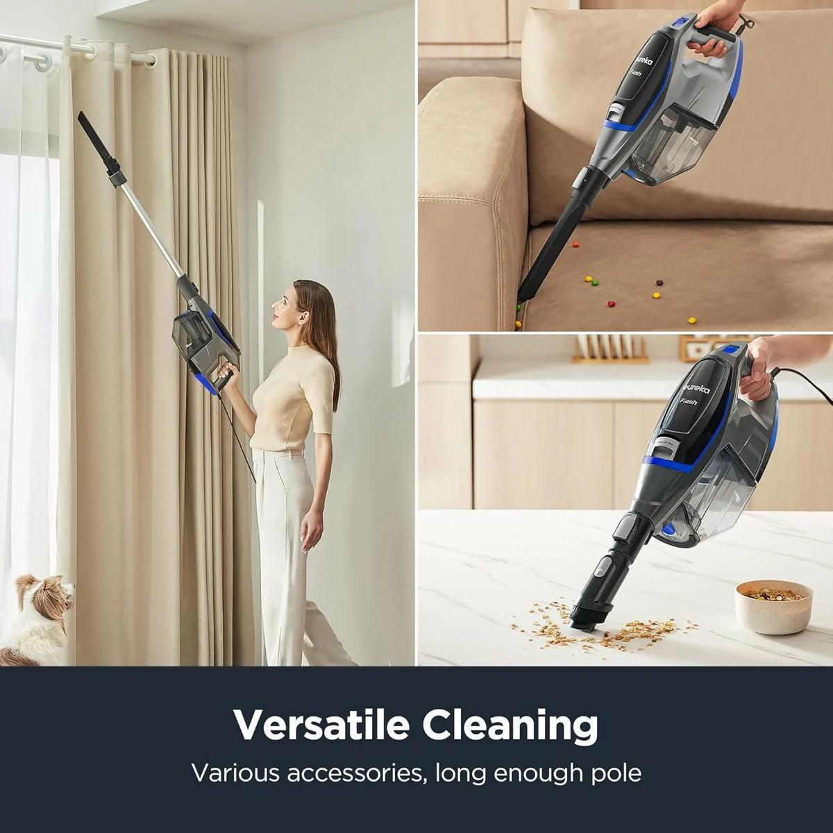 Eureka Corded Stick Vacuum with Attachments for Pet Hair, Carpet, Hardwood Floors, NES520BL, New
