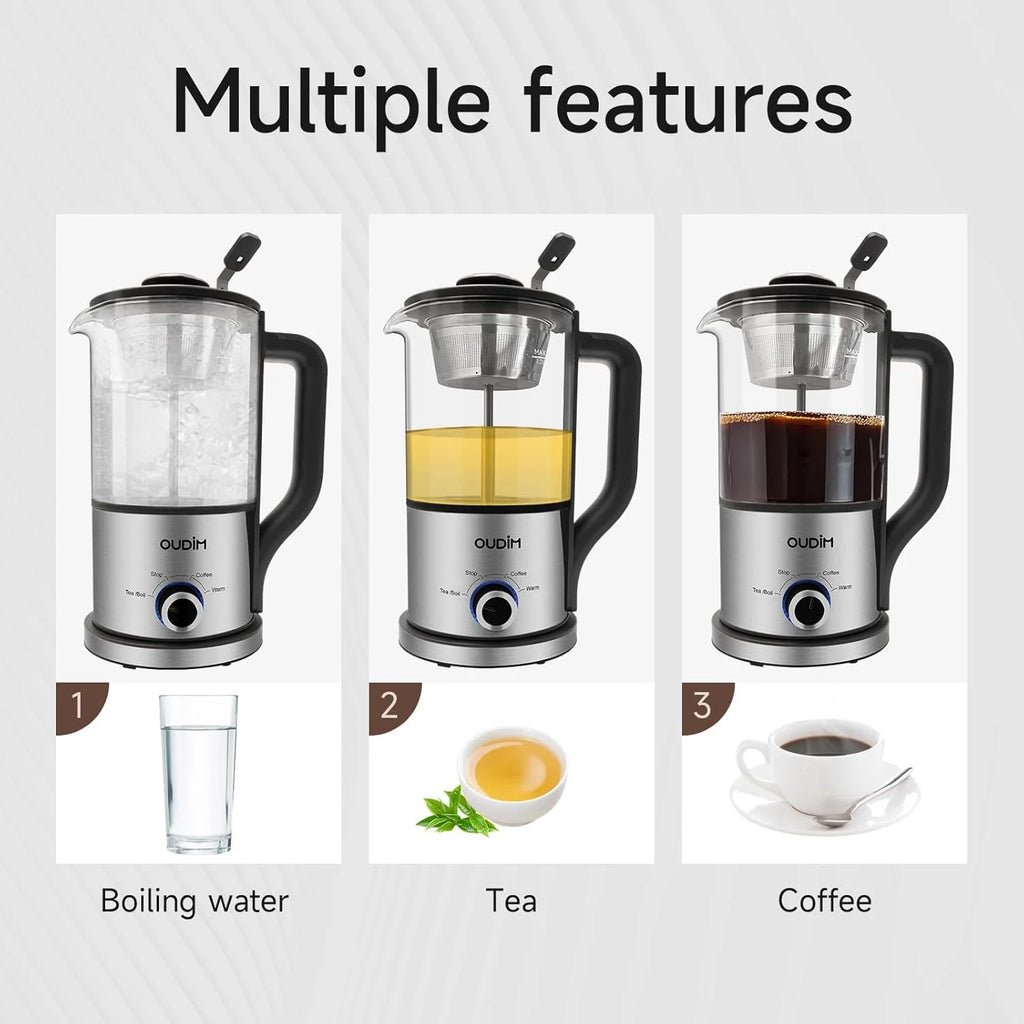 Drip Electric Coffee Maker, Electric Kettle, Watering Extracts, 600 , 1.2L, BPA-free, Tea Free Kettle Coffee Press, Glass and Stainless Steel, Coffee Maker, Tea Kettle