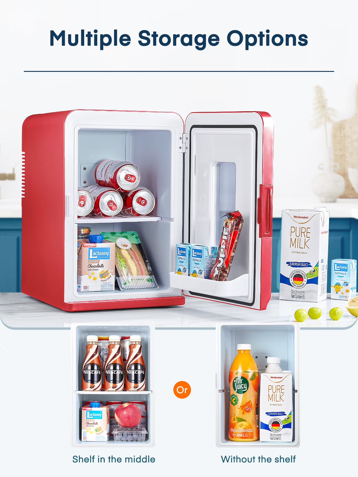 15L Mini Fridge, 21 Can Bedroom Refrigerator, Portable Cooler &Warmer, Beverage & Skincare, 110V/12V, Black