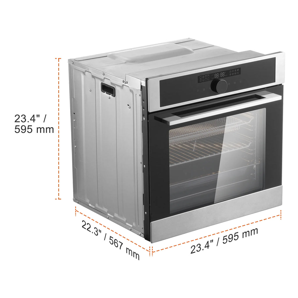 KFFKFF Solo Wall Oven, 24" Electrically Integrated Wall Oven with 16 Culinary Functions, 2.68 Cu.Ft Electric Wall Ovens with Timing Device, 3150W Electric Oven inclusive of Baking Rack and Tray