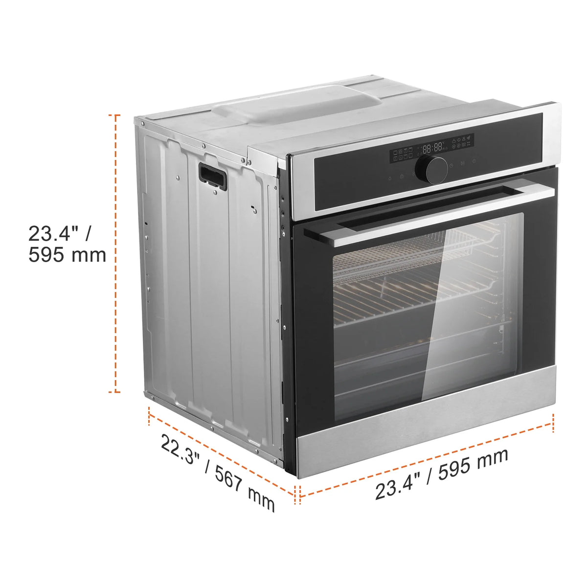 KFFKFF Solo Wall Oven, 24" Electrically Integrated Wall Oven with 16 Culinary Functions, 2.68 Cu.Ft Electric Wall Ovens with Timing Device, 3150W Electric Oven inclusive of Baking Rack and Tray
