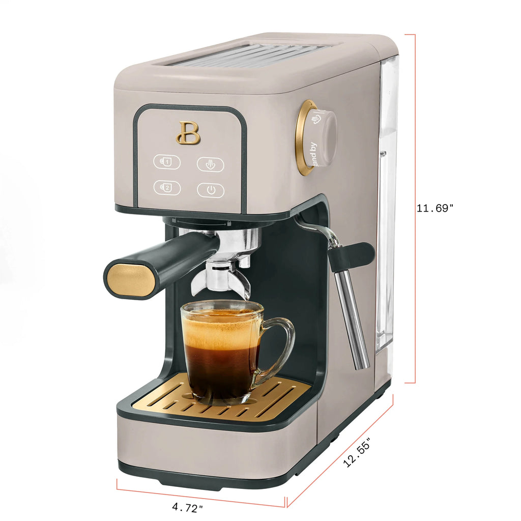 Beautiful Slim Espresso Machine with 20-Bar Pressure, Black Sesame by Drew Barrymore