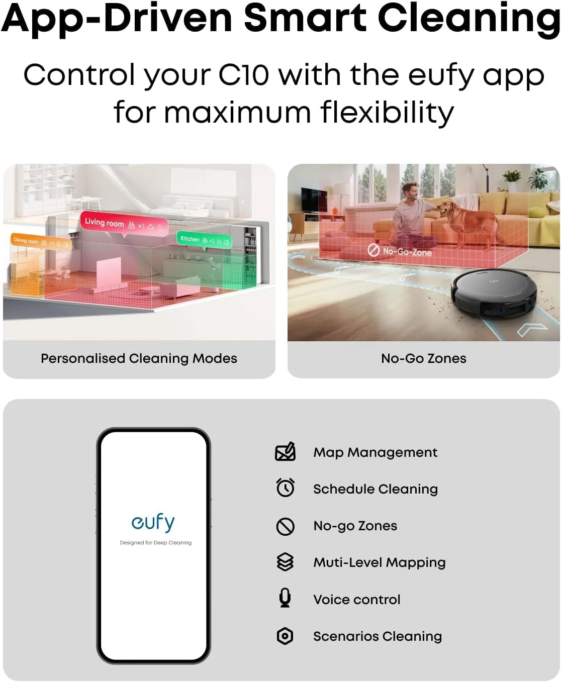 eufy C10 Robot Vacuum with Self Emptying Station, Edge Expansion Brush, 2.85-Inch Ultra-Slim Body, Carpet Cleaning