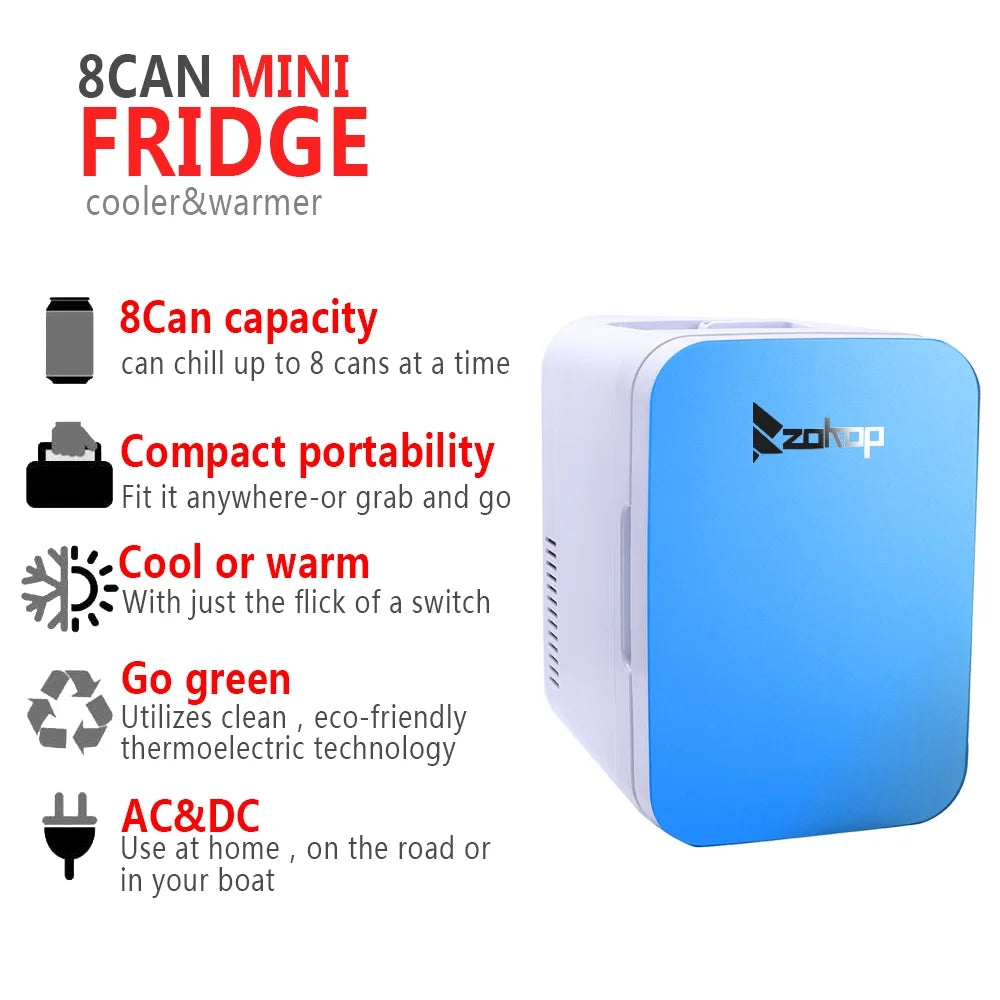 Clearance! Mini Refrigerator for Office, Electric Cooler & Warmer (6Liter/8Can) Portable Compact Personal Fridge, 100% Freon-Free & Eco-Friendly for Car, Trip, Outdoor, Office, Dorm, Apartment, S11399