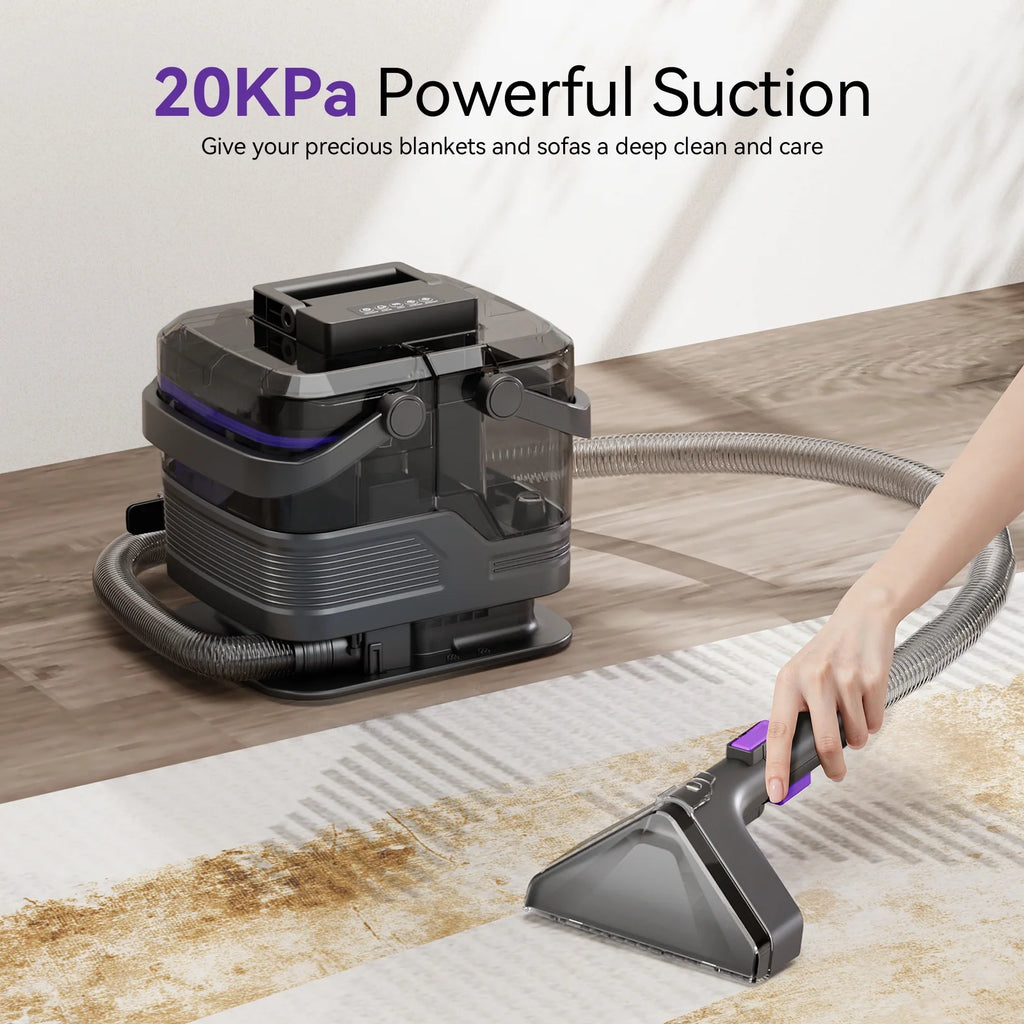 Inolait Portable Carpet Cleaner Machine, 20Kpa Powerful Upholstery Cleaner Machine, 66oz Large Water Tank, with Brush for Pets, Stairs, Black