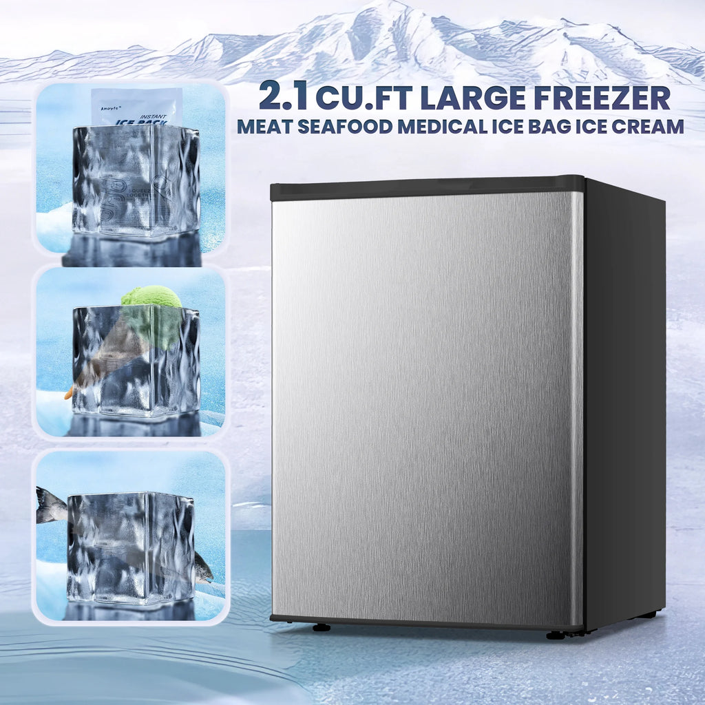 Electactic Upright Freezer, Energy Saving 2.1 Cu.ft Single Door Compact Upright Freezer with Reversible Door(White)