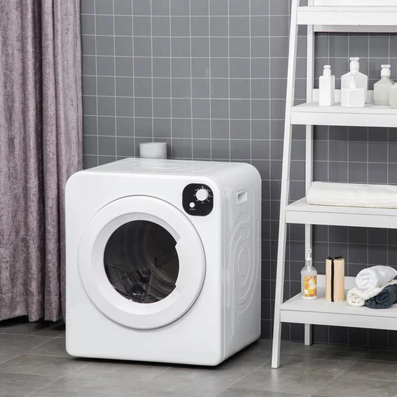 Resenkos Compact Laundry Dryer 1300W Portable Clothes Dryer with 3.2 cu.ft Stainless Steel Drum, Front Load Electric Dryer, White