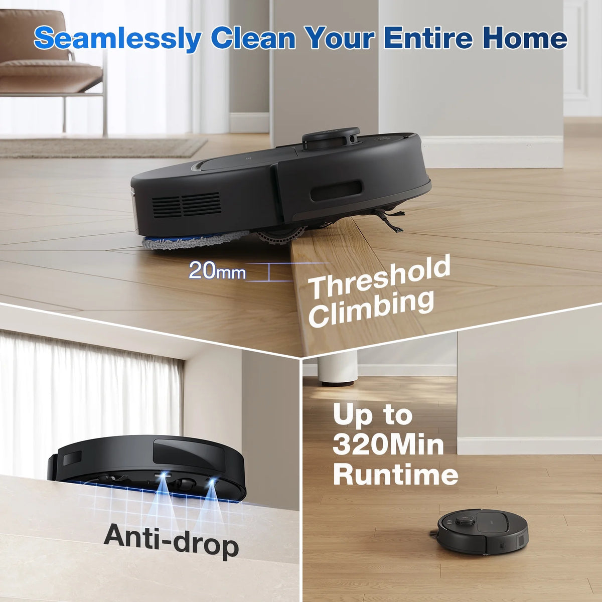 ECOVACS DEEBOT N30 Omni Robot Vacuum & Mop, 10000Pa Suction, TruEdge Mopping, ZeroTangle 2.0 Technology