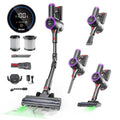 PRASKY Cordless Vacuum Cleaner, Bendable Rechargeable Cleaner for Carpet, Floor, Hair (Purple)
