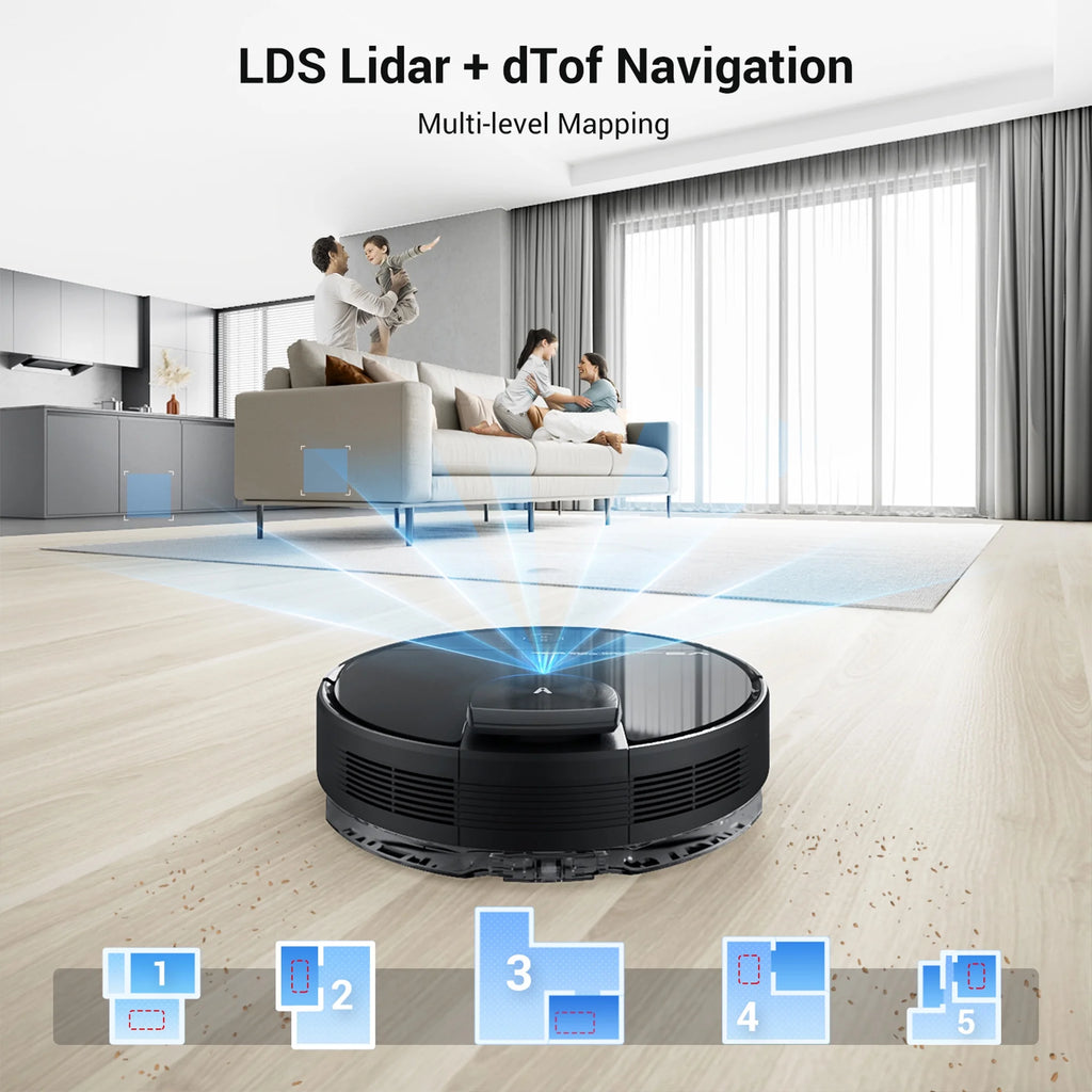 Viomi Smart Robot Vacuum V3 Max Duster Vacuum & Mop for Multi Floors, Black