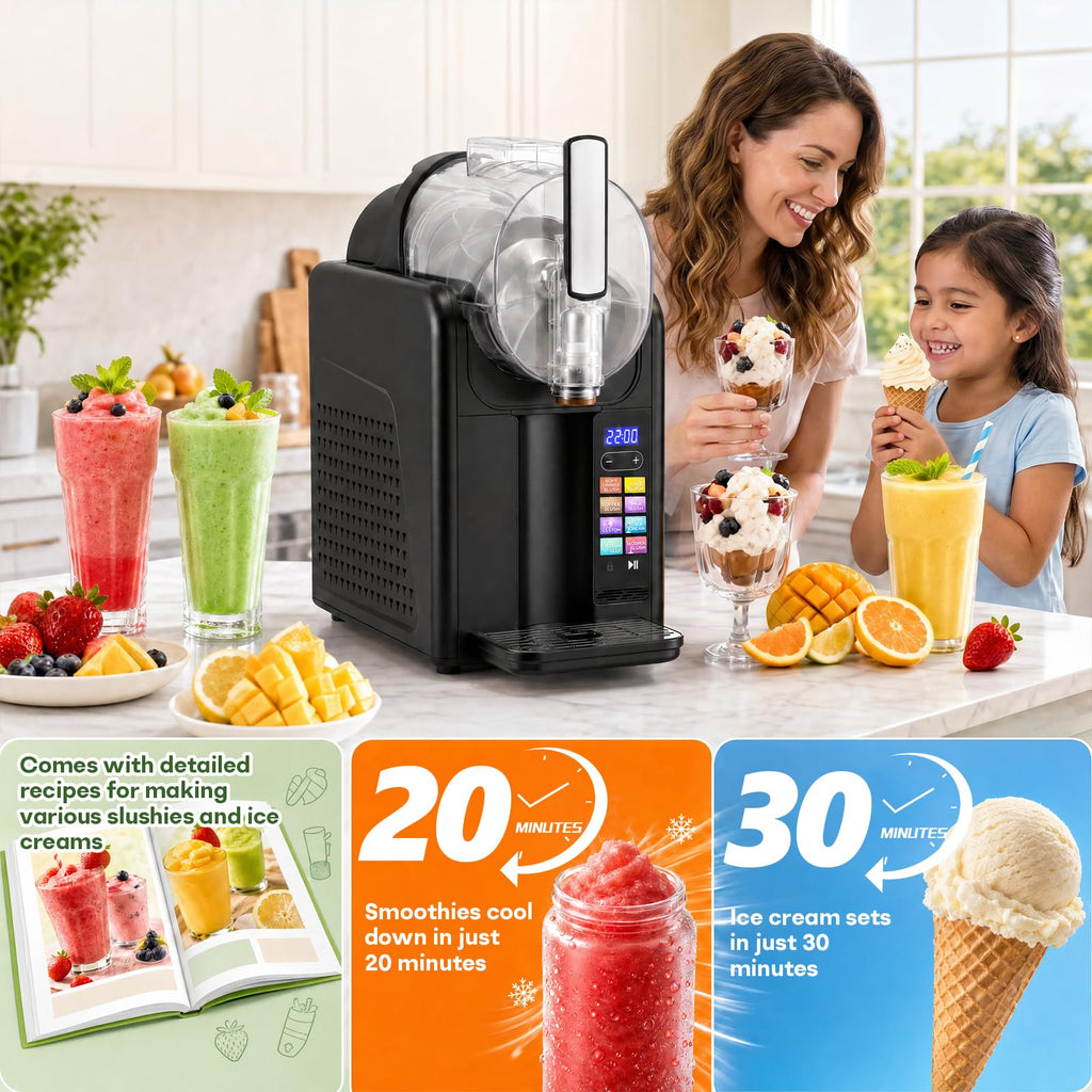 Machine à Granité Slush Machine 2L Machine à Slush,machine à granité avec écran LED, 7-in-1 Slush Machine Permet de réaliser des glaces, des smoothies, milkshakes,cocktails et des margaritas