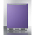 Undercounter 24 Inches all-refrigerator for residential use with lavender purple door, stainless steel handle, and white cabinet