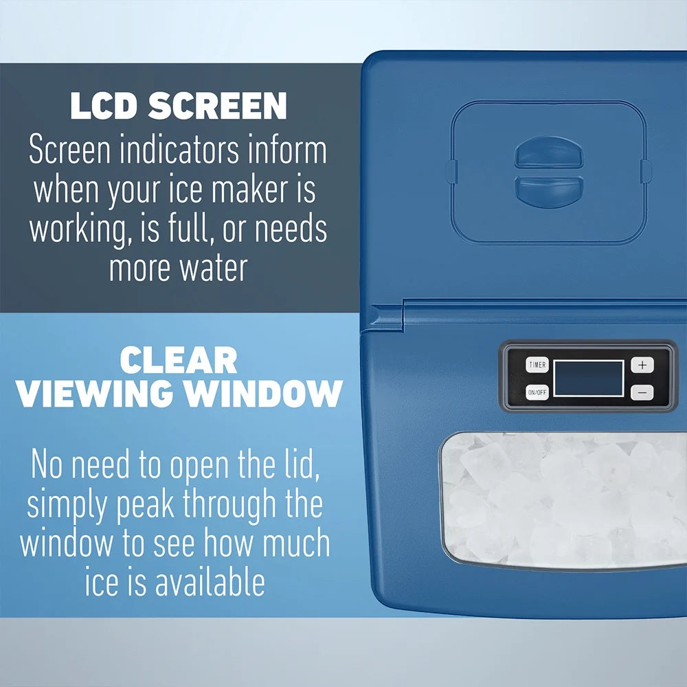 Deco Chef Countertop Portable Ice Maker 40 lb/Day Blue with Extended Warranty