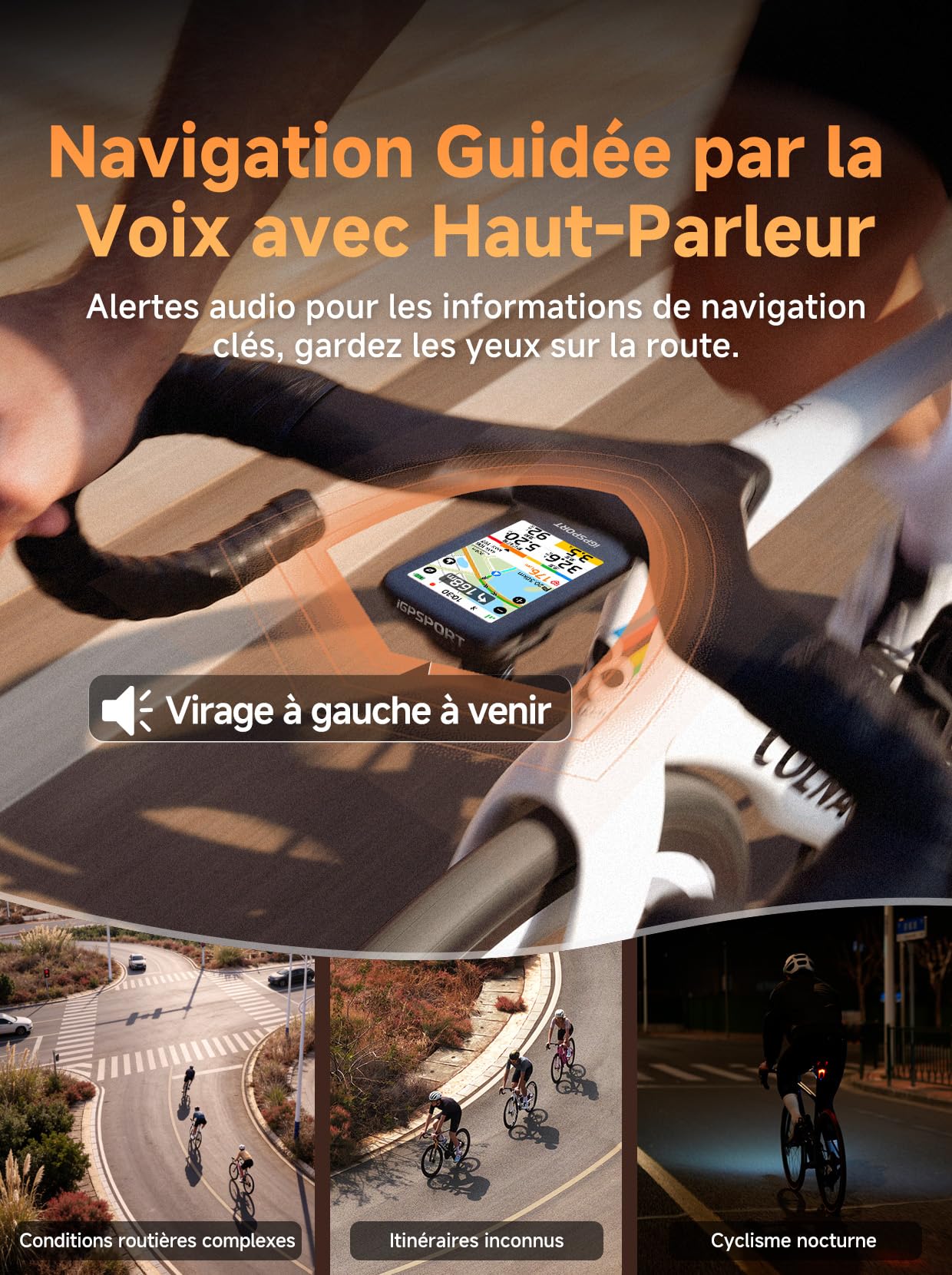 iGPSPORT BSC500 Compteur Velo sans Fil, Tactile 3,3" Map Vocale Navigation