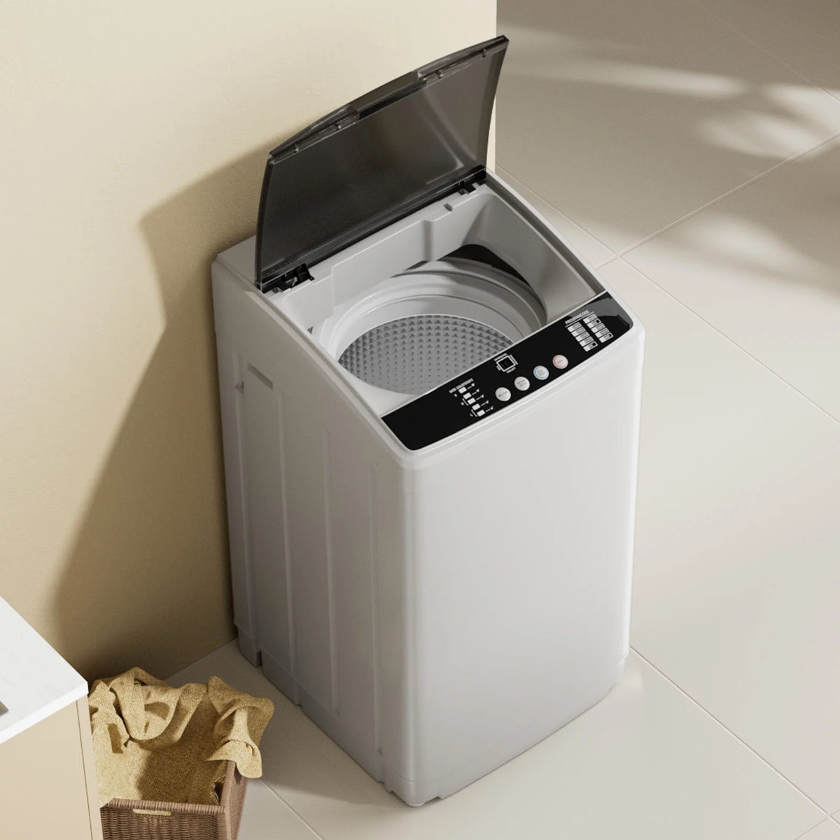 TABU 19lbs Portable Washing Machine,2.5 Cu.ft Full Automatic Washing Machine,Top Load,White