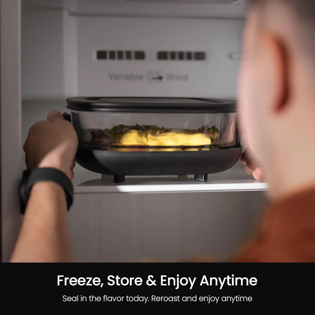 Kismile 5-in-1 Portable Glass Multifunctional Air Fryer with 360° Visualization, 2 Sizes 2.6QT/4.7QT with Lids, 1500W, Refrigerator&Dishwasher Safe