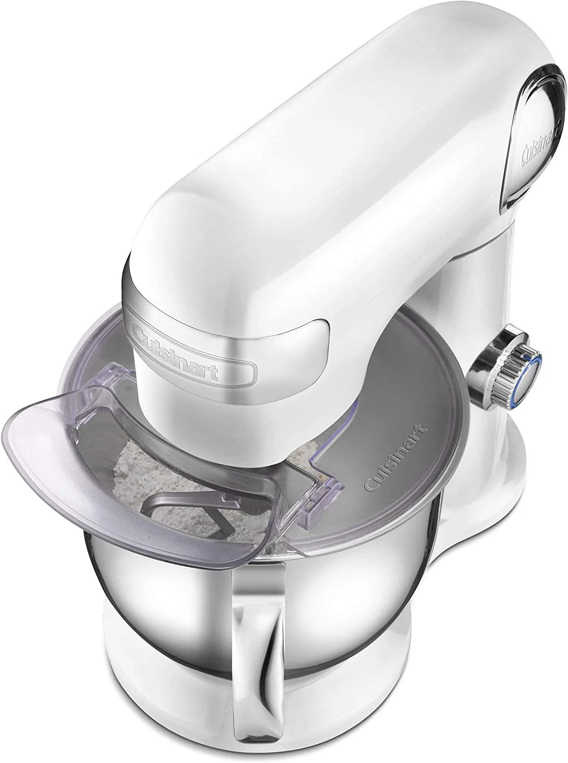 Restored Cuisinart Tilt Head Stand Mixer 12 Speed 5.5 Quart Stainless Steel Bowl Chef��s Whisk Mixing Paddle Dough Hook �C SM-50FR White (Refurbished)
