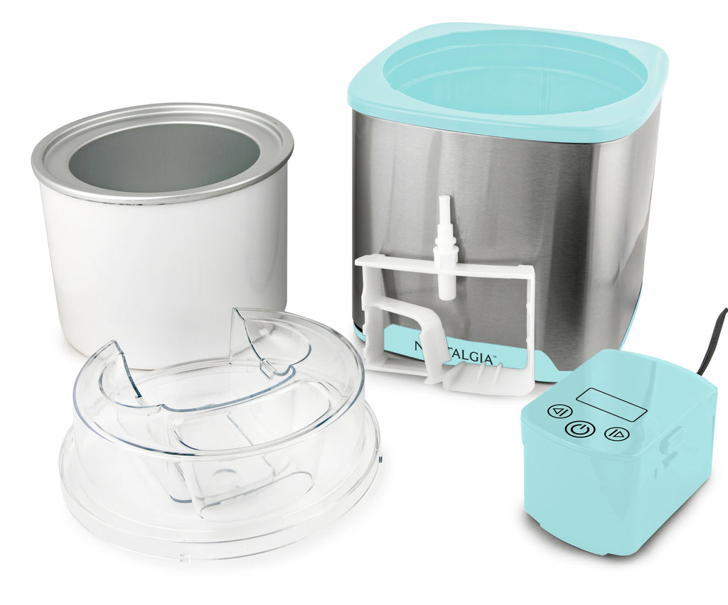 Nostalgia 2-Quart Electric Ice Cream Maker �C Make Homemade Ice Cream, Gelato, Sorbet & Frozen Yogurt �C No Salt/Ice Needed, Digital Controls, Mix-In Chute & Freezing Gel Canister �C Stainless Steel
