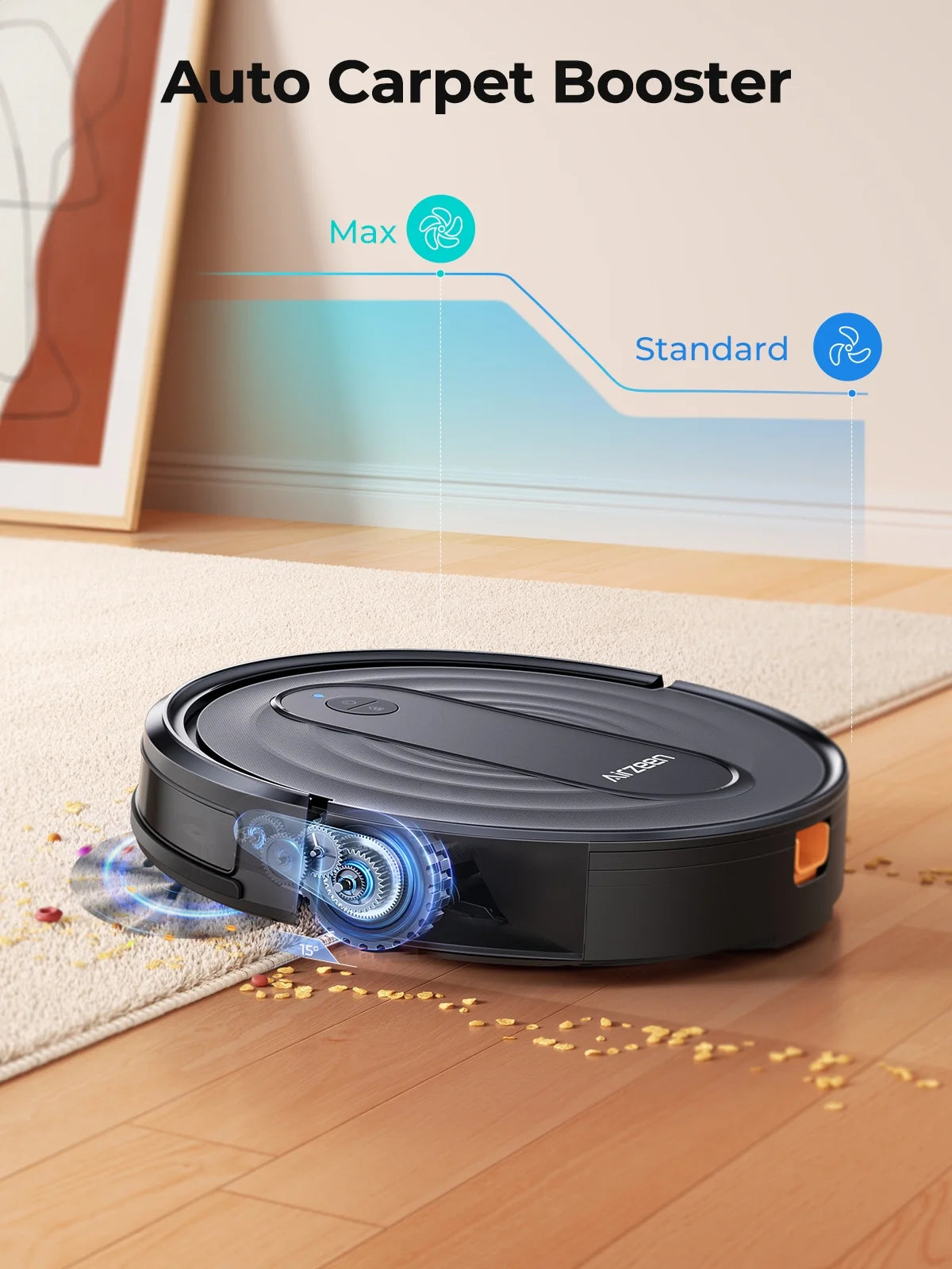 AIRZEEN Robot Aspirador 3000Pa, Robot Aspirador Inteligente con Alexa, para Alfombras, Suelos Duros y Hogar, Negro