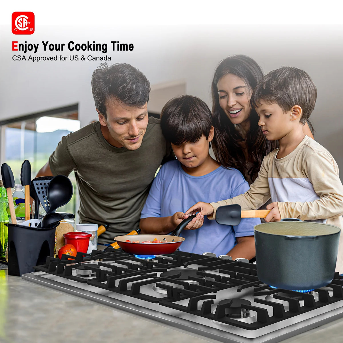 Gasland Chef 36 in. NG/LPG Convertible Gas Cooktop in Stainless Steel with 5 Burners