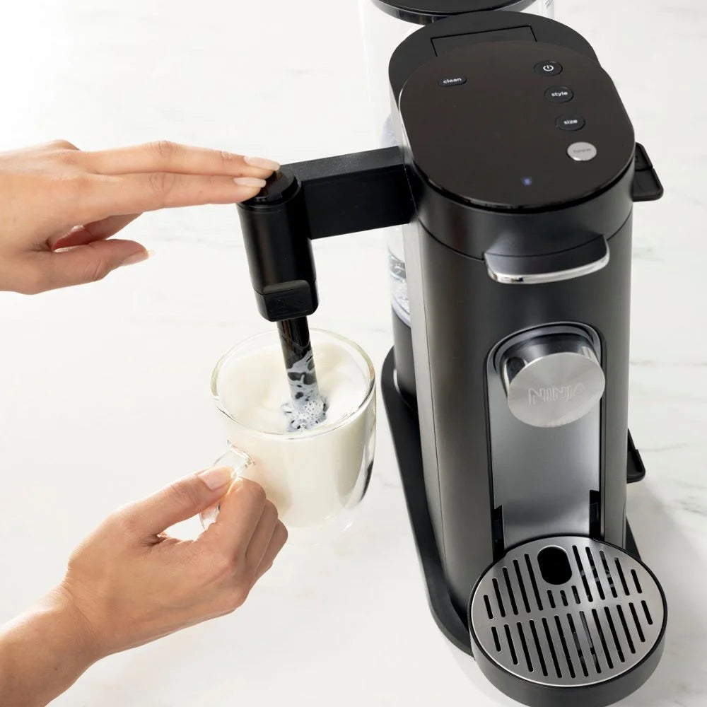 Specialty Single-Serve Iced Coffee Maker, K-Cup Pod Compatible with Foldaway Milk Frother - Black