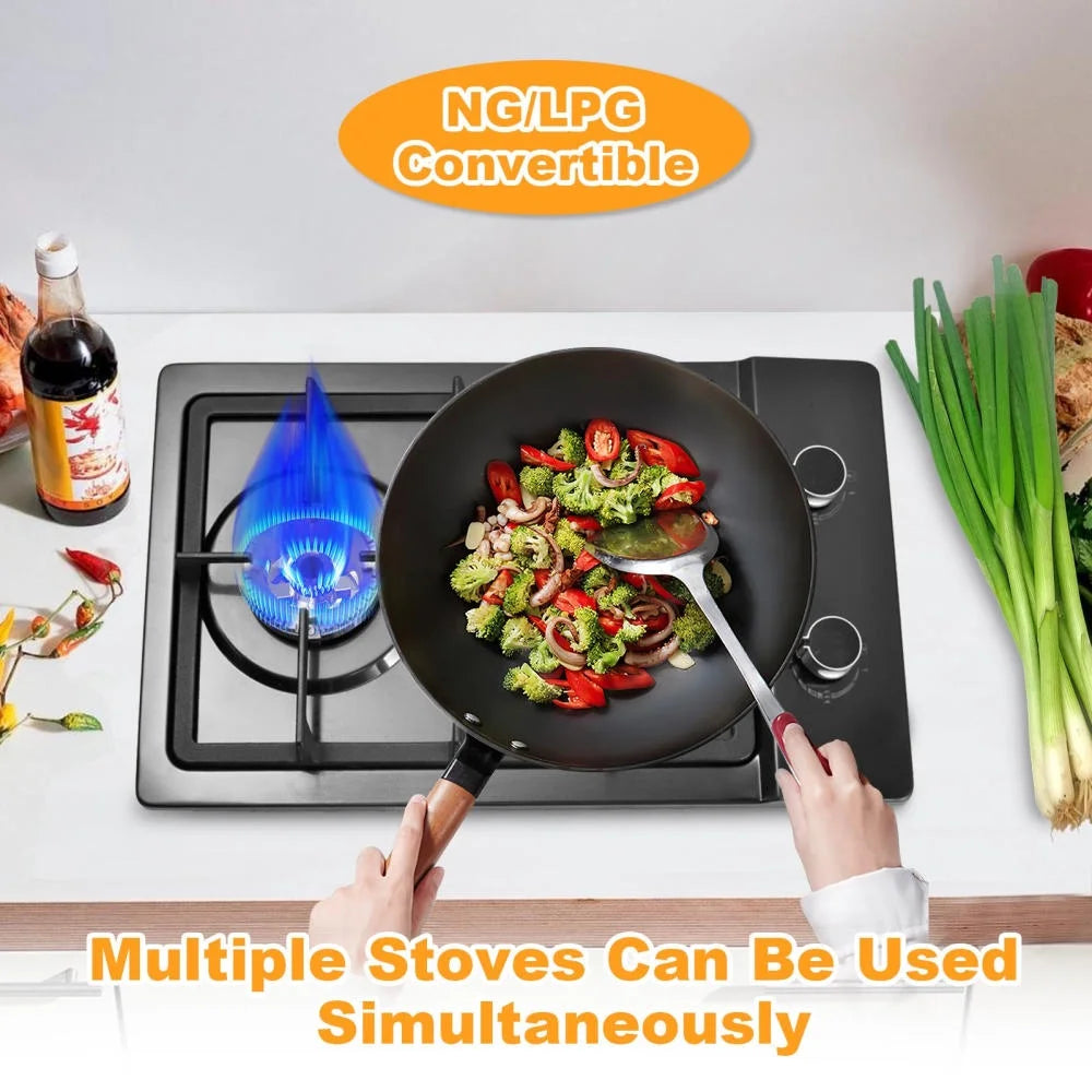 Tohu Stainless Steel Stove 3.3kW 5-Burner Closed Chassis Propane Cooktop for Outdoor/Indoor Cooking