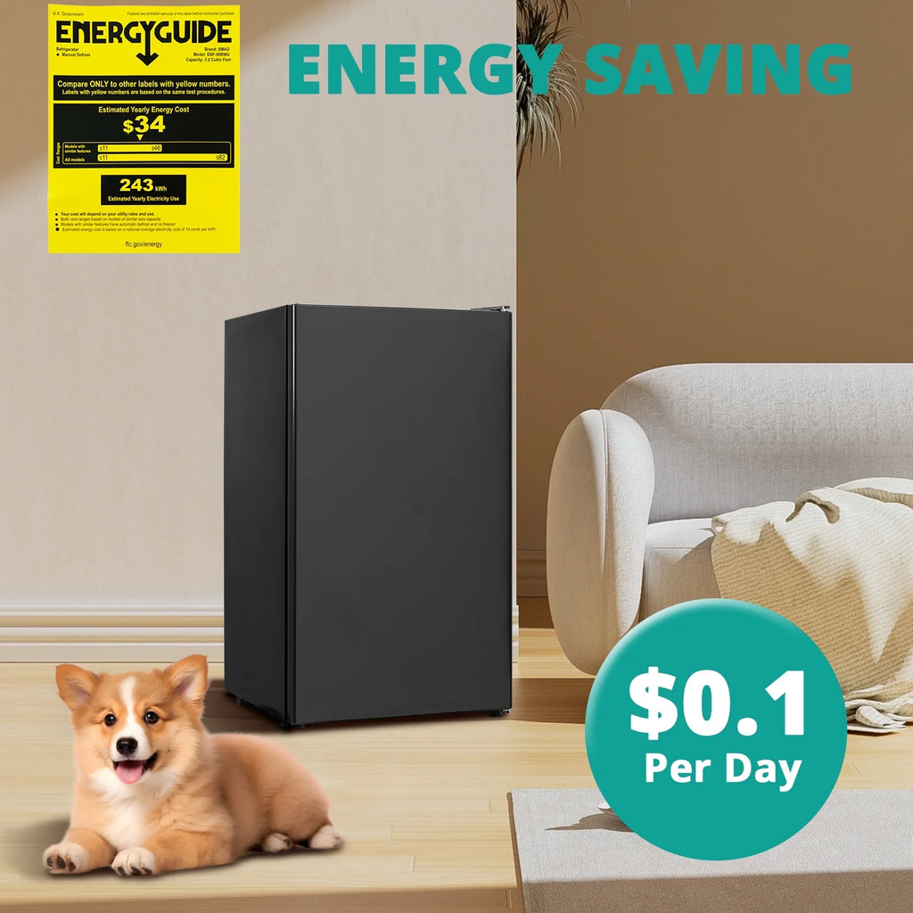 Smeta 3.2 Cu ft Compact Refrigerator 115V Quiet Fridge Fresh Food Energy Saving Home Office Bedroom