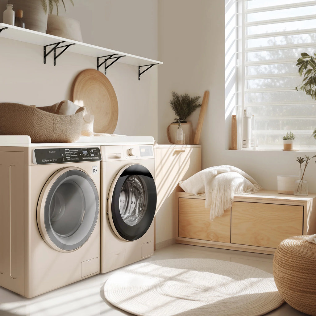 Kaboon Washer Dryer Countertop with Edge Rails, 27.5" x 54", Light Walnut